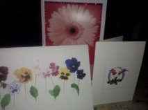 three cards were presented to me, each with a floral theme.  in one of them she wrote that she was retiring.  